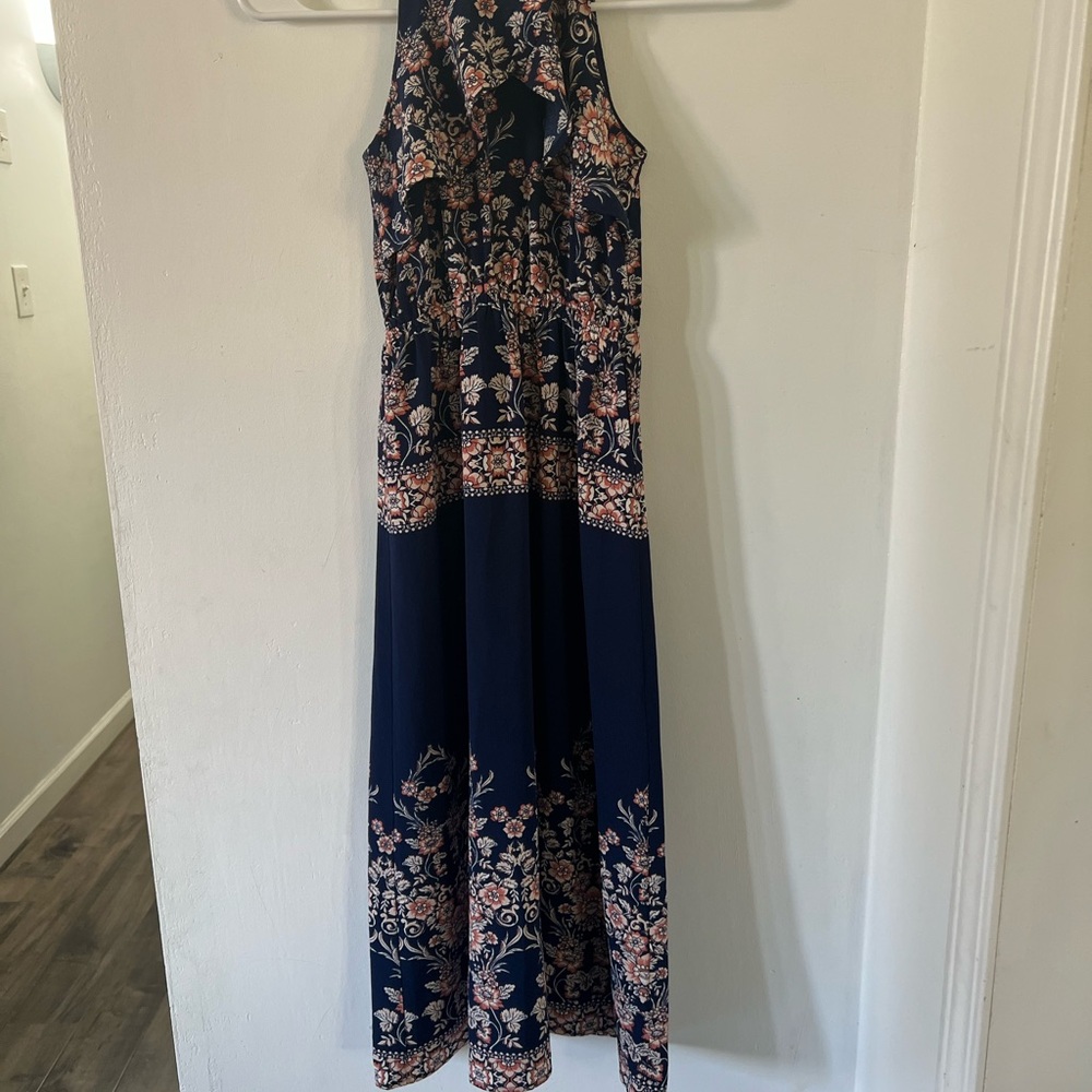 Floral Navy Maxi halter top Dress